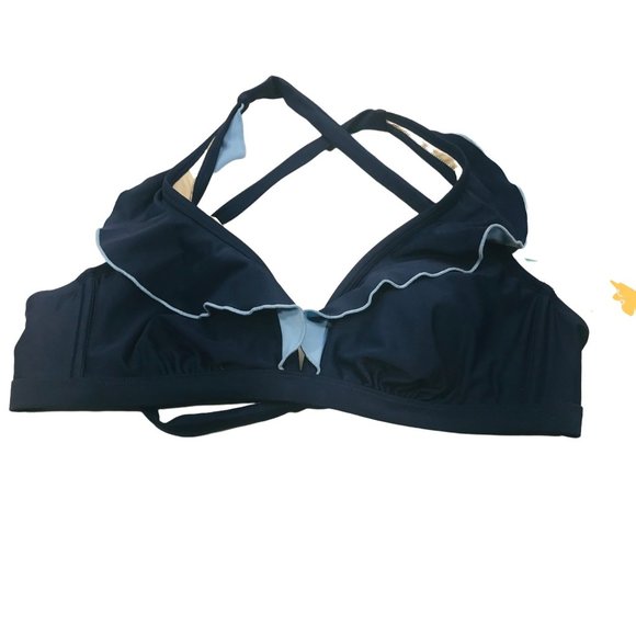 Kona Sol Other - Kona Sol Women's Size D/DD Lightly Lined Bikini Swim Top Ruffle Blue New